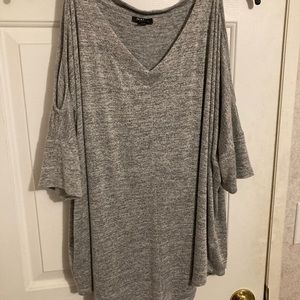 Gray Open Shoulder top PERFECT for fall and winter!